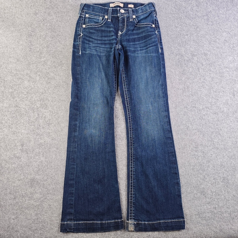 Ariat REAL Denim Bootcut Jeans Girls 12 Medium Wash Blue Western Kids Cowgirl